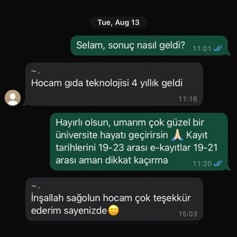 Emek karşılığı - Teşekkür mesajı