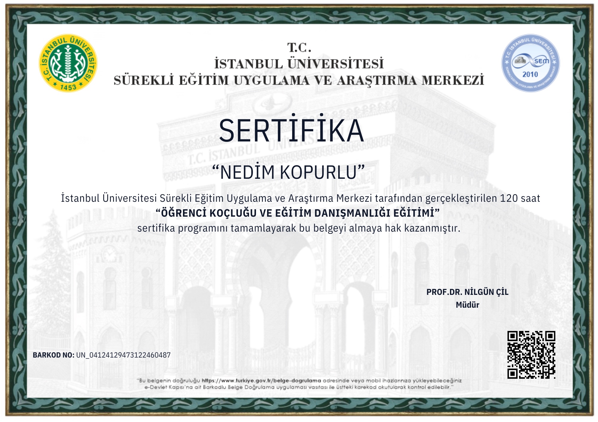 İstanbul Üniversitesi Öğrenci Koçluğu Sertifikası